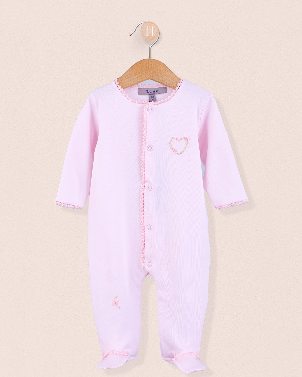 Pima Embroidered Pink Heart Stretchie
